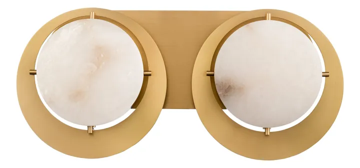 Twin alabaster-style disc wall light in brass, model KLN-160