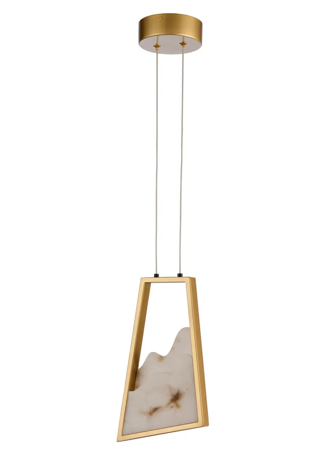 Brass pendant with marble-effect glass diffuser, model KLN-387