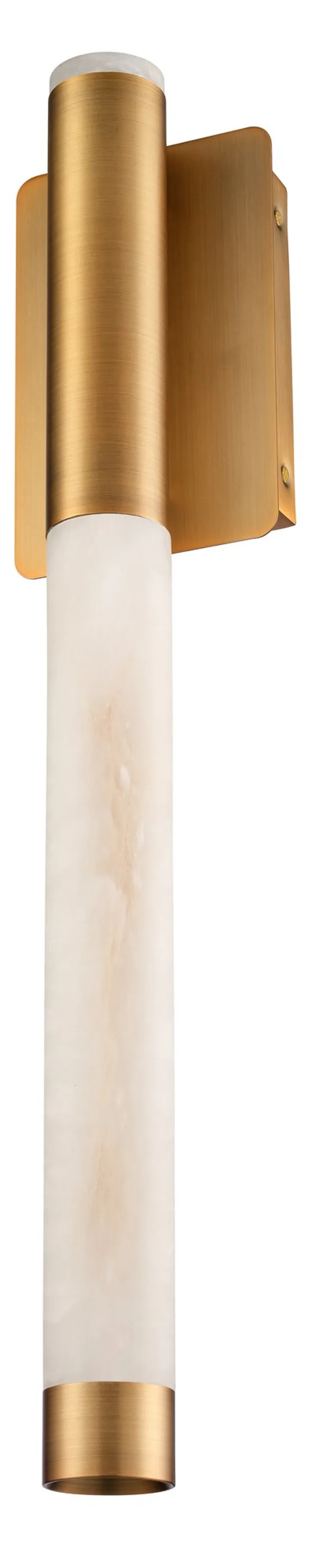 Brass wall light with alabaster-style cylinder diffuser, model KLN-472