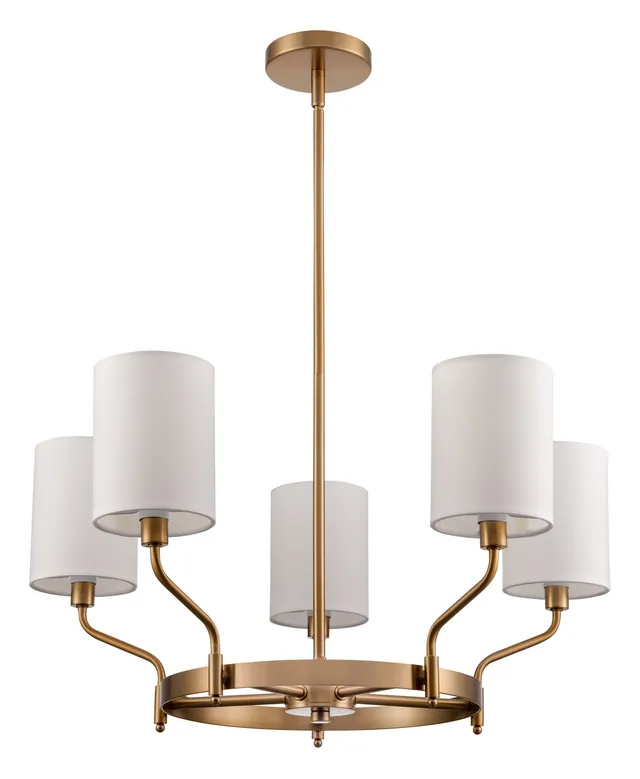 Six-arm brass chandelier with fabric shades, model KLN-734