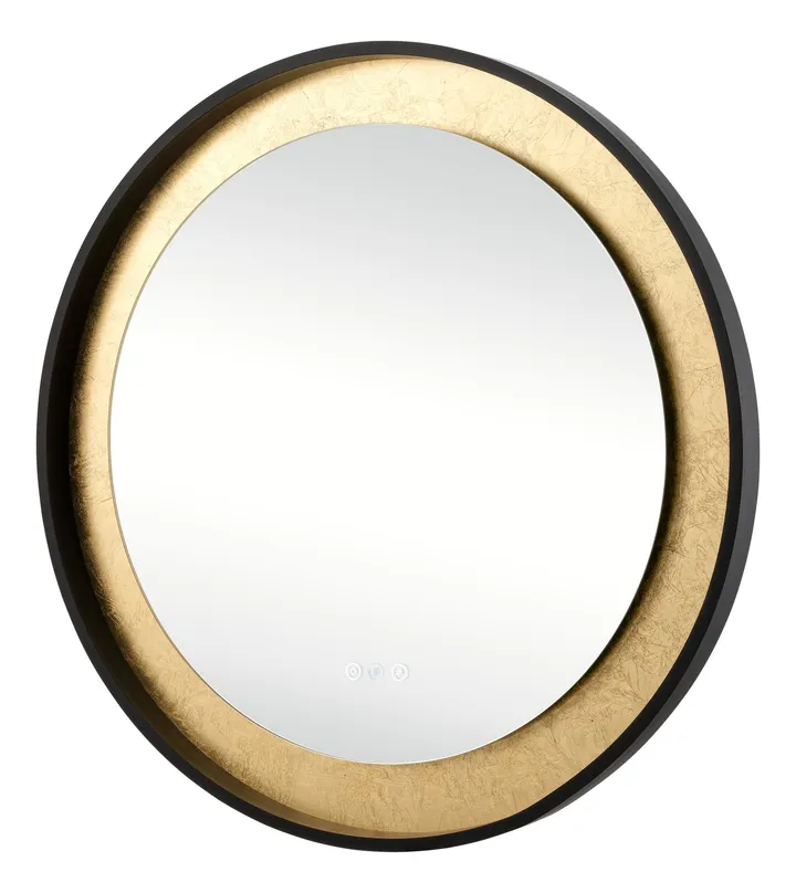 Round LED mirror with gold-leaf inner ring, model KLN-971
