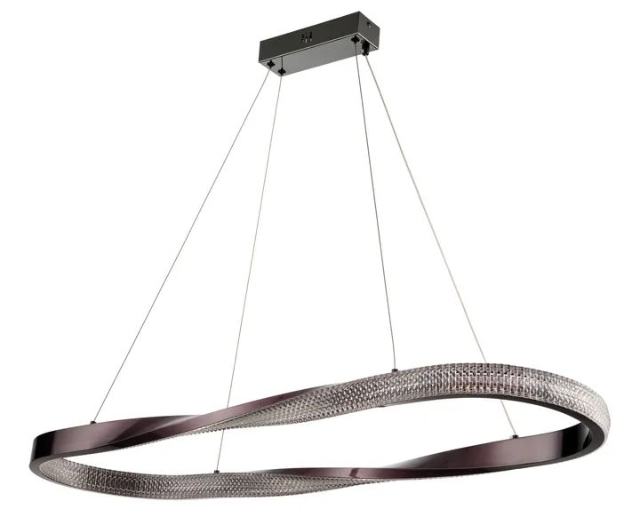 Twisted-ring LED pendant with textured light band, model KLN-815