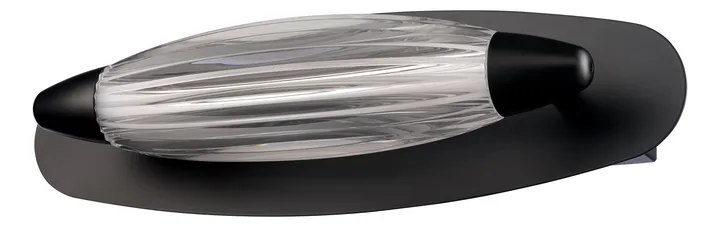 Matte black oval wall light with fluted glass diffuser, model KLN-181
