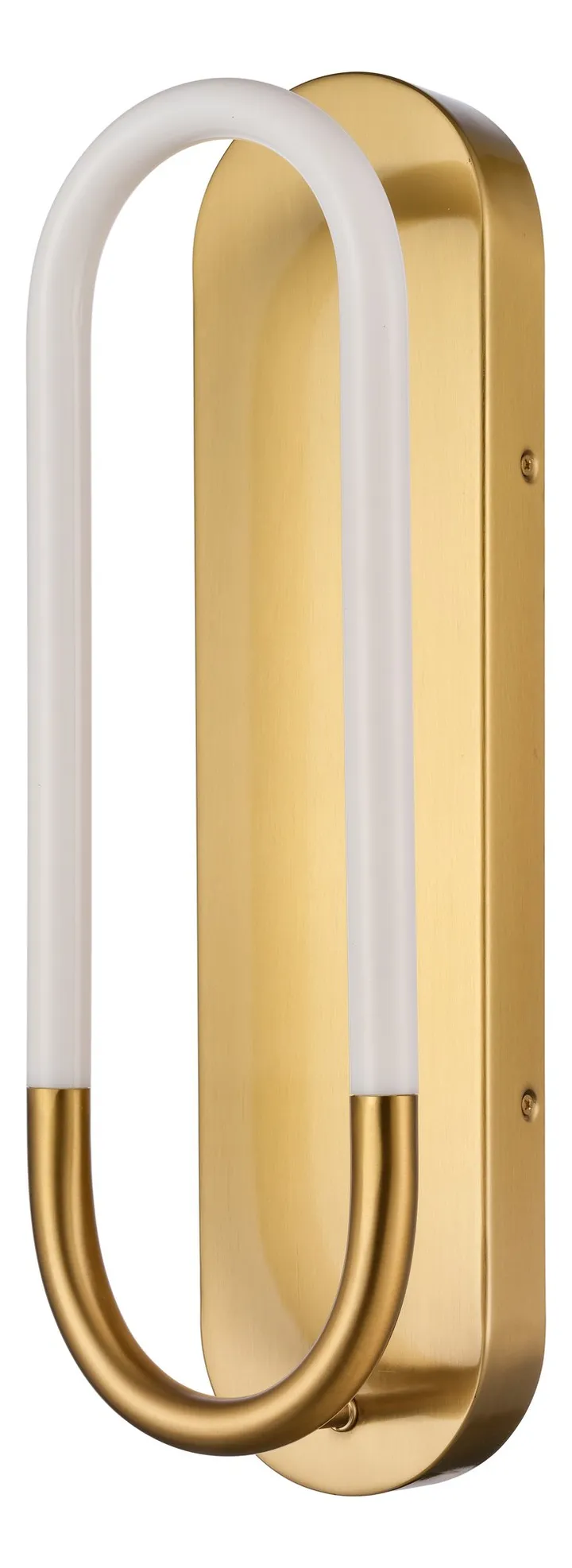 Brass oval-loop LED wall light with opal tube, model KLN-441