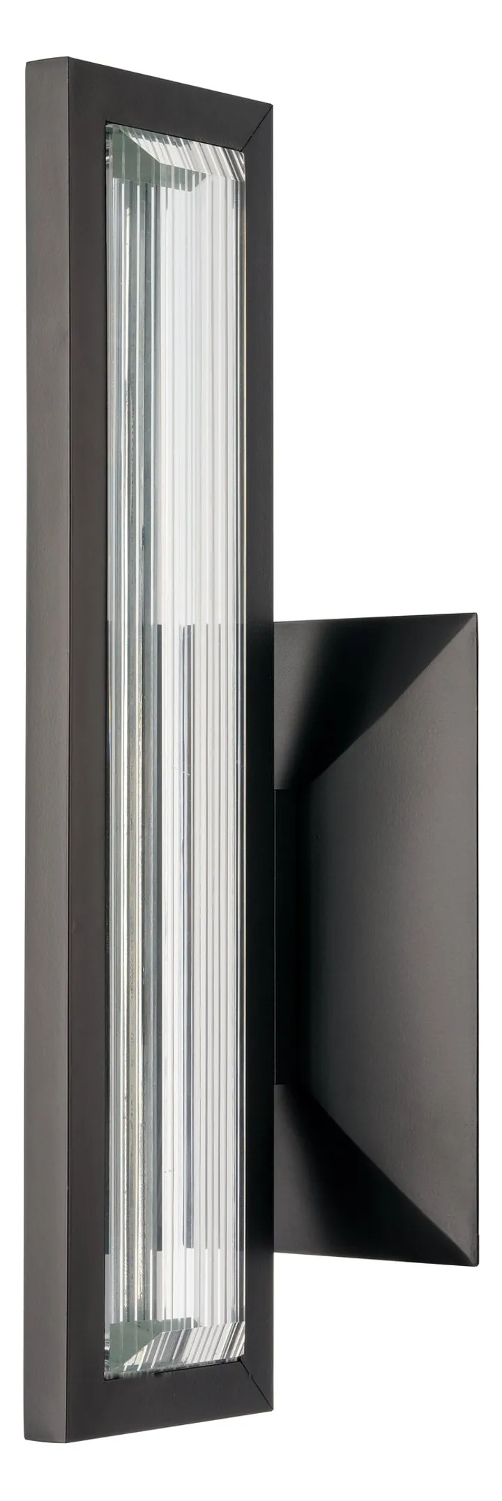 Matte black rectangular wall light with fluted glass diffuser, model KLN-533
