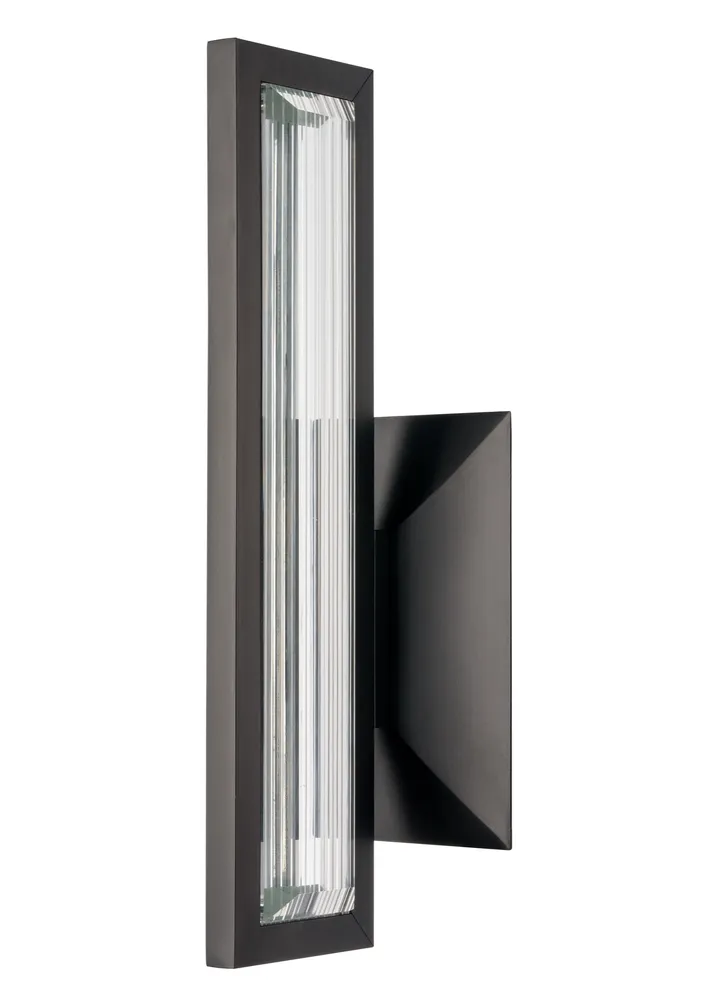 Matte black rectangular wall light with fluted glass diffuser, model KLN-533