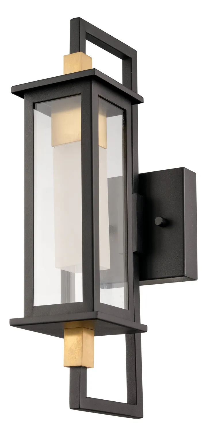 Black box-frame outdoor lantern wall light, model KLN-858